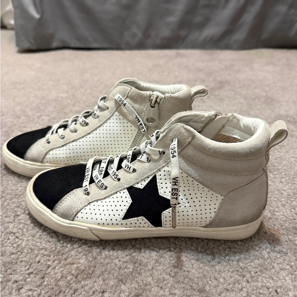 Vintage Havana Black and White High-Top Sneakers